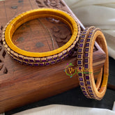 Single Line Purple Kundan Bangle-Opaque-G3693
